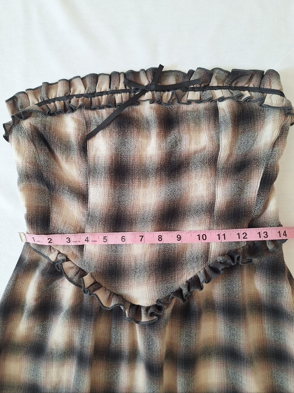 NWOT Kimchi Blue Strapless Plaid Midi Dress in Black and Cream - Picture 6 of 9